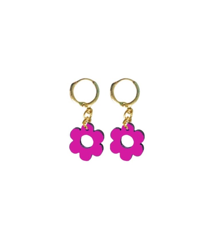 SHOCK OF GREY Daisy Mini Hoops in Pink