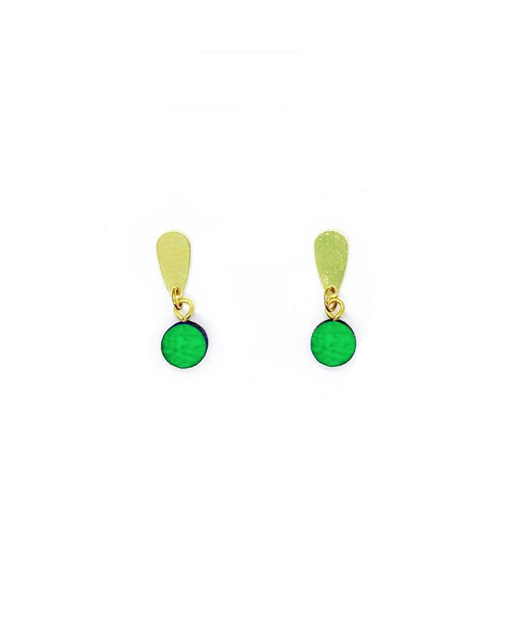SHOCK OF GREY Gemma earrings in Brass and Green