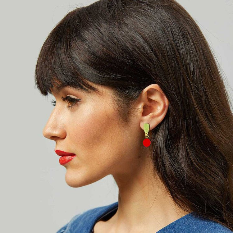 SHOCK OF GREY Gemma earrings in Brass and Red