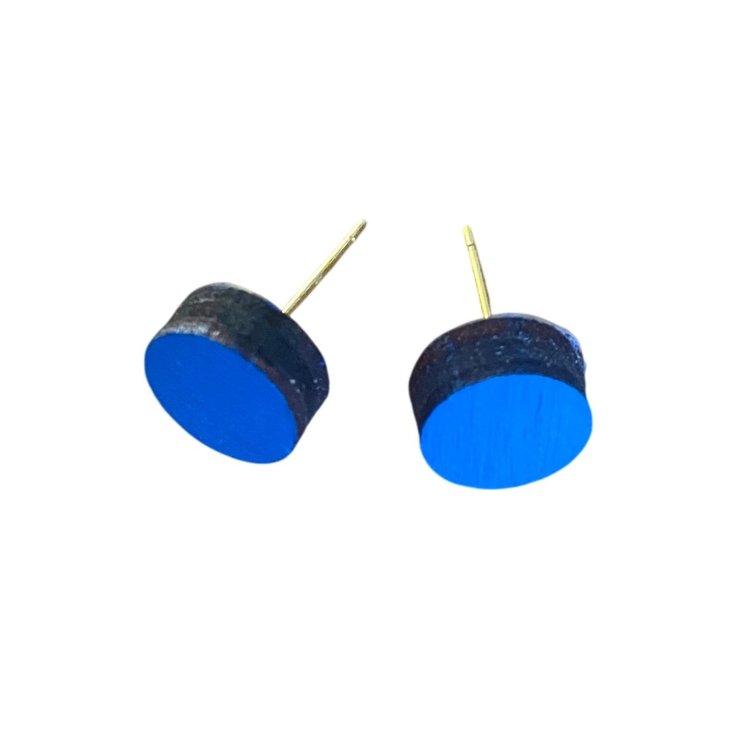 SHOCK OF GREY Hand Painted wood studs in Cyan