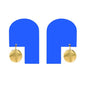 Cobalt Blue Wood and Gold Brass Arc Drop Earrings from Shock of Grey